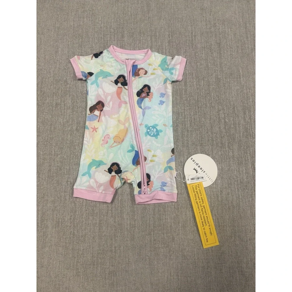 Little Sleepies Mystic Mermaids Bamboo Shorty Romper Zippy Size 3/6 Months NEW